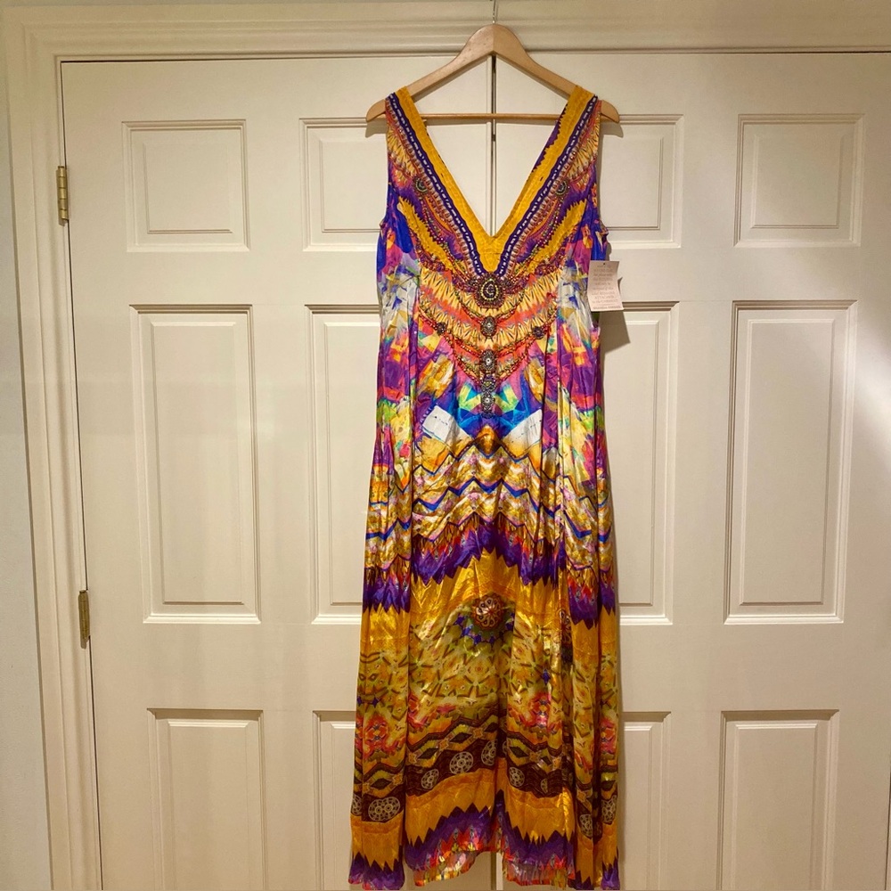 NWT Shahida Parides  Sleeveless  rhinestones Maxi Dress